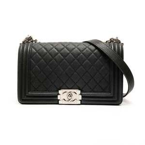 CHANEL Boy Shoulder Bag, Black, Silver Hardware, Calfskin, 12012-2013, WS26272